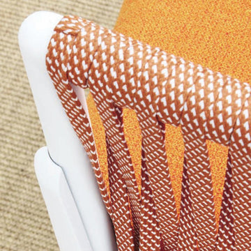 Orange Rope Woven Outdoor Armchair with White Aluminum Frame